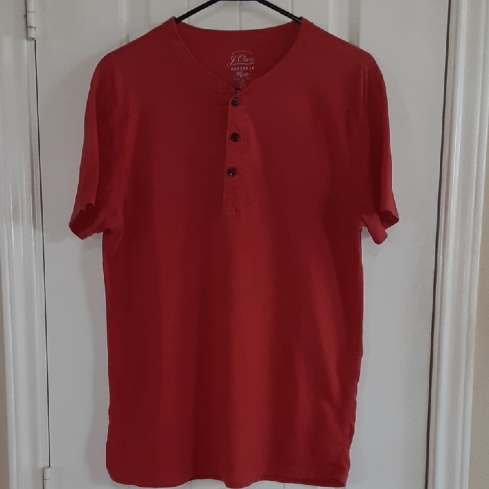 J. Crew Men's Slim Broken-in Short Sleeve Henley - Burgundy Red - Small